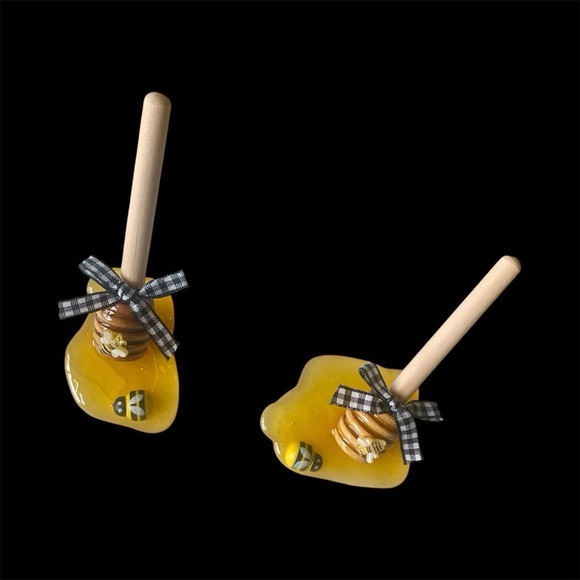 Mini Wooden Honey Dipper set | Honey Bee Decor, Tiered Tray Bee,Mini Rolling pin - Picture 8 of 9
